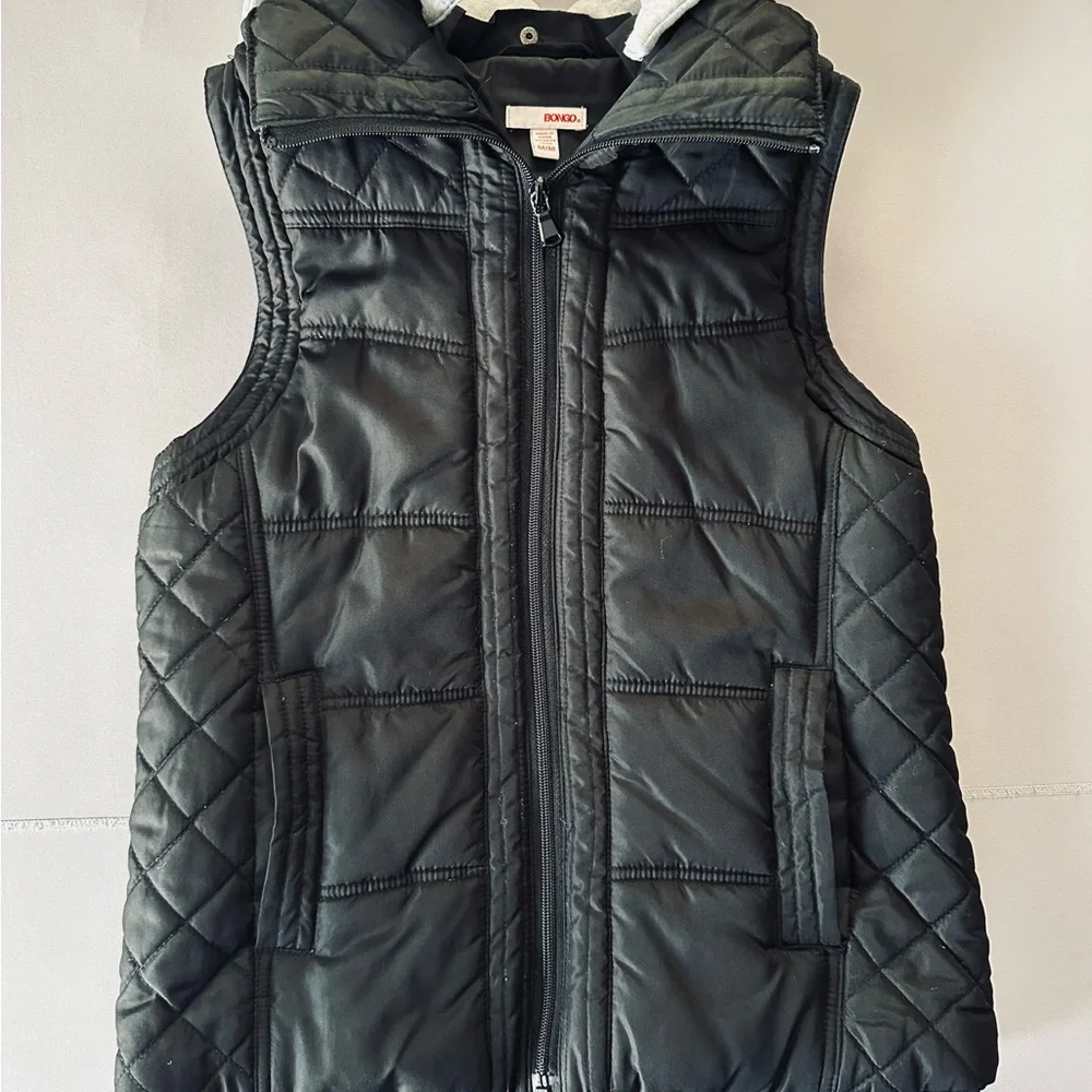 BONGO Black Quilted Vest Jacket with Hood - Picture 1 of 4